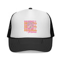 Baseball Grandma Trucker Cap — Retro Pink Floral Sport Mom Hat