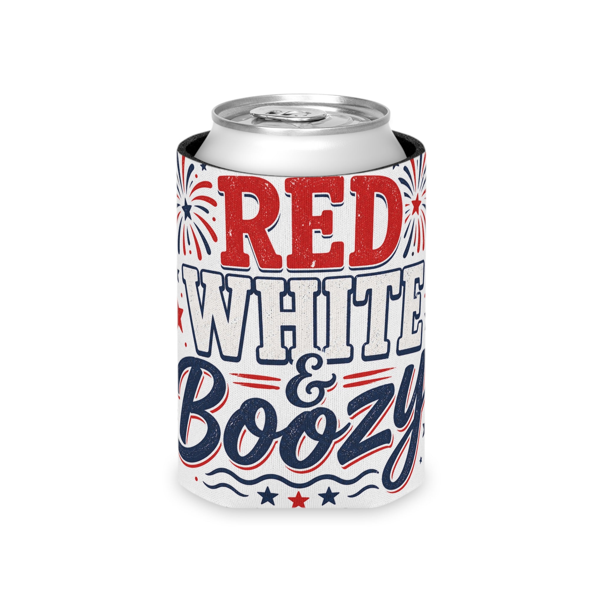 Can Cooler - "Red White & Boozy" Patriotic Beer Koozie