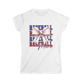 Baseball Mama Tee – Red White Blue Bow Softstyle Women's Shirt