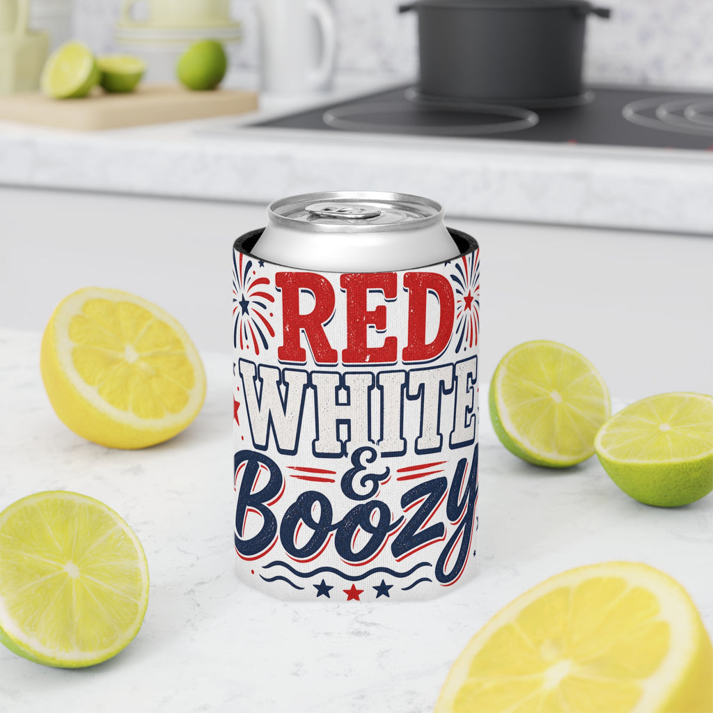 Can Cooler - "Red White & Boozy" Patriotic Beer Koozie