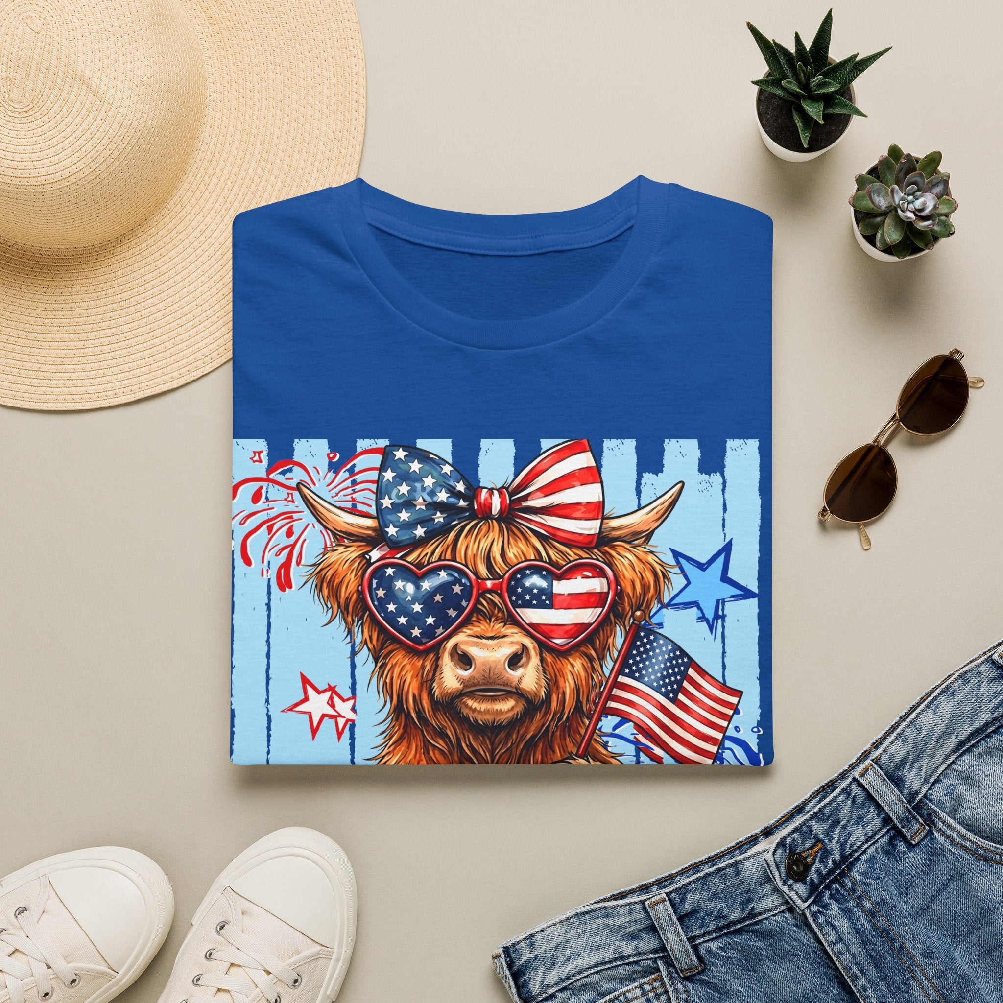 Patriotic 'Moo-rica' Cow T-Shirt — 4th of July American Flag Graphic Tee